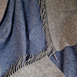 Uldplaid i 100% uld (140x200 cm) Mrkebl/Gr