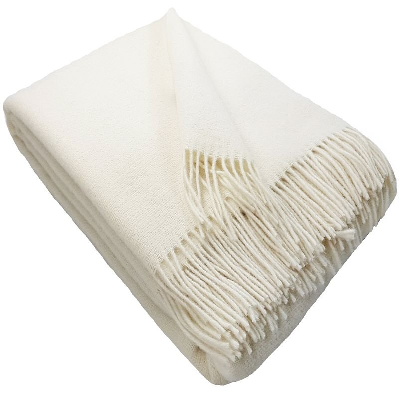 Uldplaid i 100% uld (140x200 cm) Creme/off-white