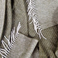 Uldplaid i 100% uld (140x200 cm) Olivenstrib