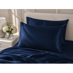 Silke pudebetr�k - Navy blue - 60x63cm - 22 momme